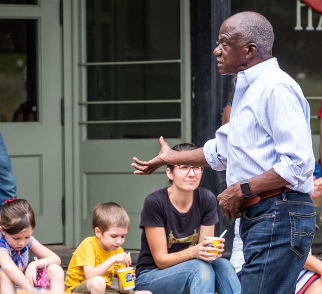 Michael speaking to a July 4th audience
